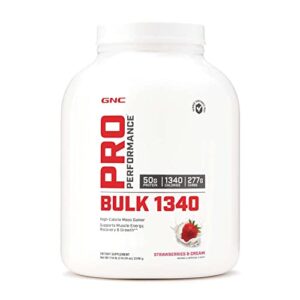 gnc pro performance bulk 1340 – strawberries and cream, 9 servings, supports muscle energy, recovery and growth