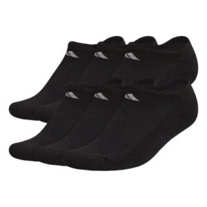 adidas women’s athletic cushioned no show socks with arch compression (6-pair), black/aluminum 2, medium