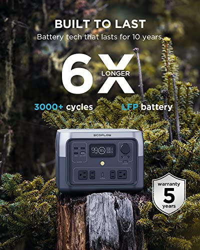 EF ECOFLOW Portable Power Station RIVER 2 Max, 512Wh LiFePO4 Battery/ 1 Hour Fast Charging, Up To 1000W Output Solar Generator (Solar Panel Optional) for Outdoor Camping/RVs/Home Use