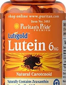 Puritans Pride Lutein 6 Mg with Zeaxanthin Supports Eye Health, 200 Count