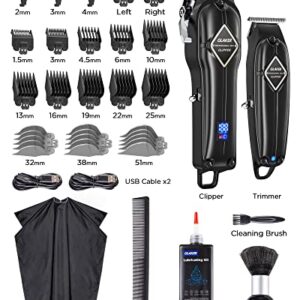 GLAKER Professional Hair Clippers and Trimmer Kit, Cordless Mens Hair Clippers for Men Women Kids, Barber Clippers Fading Clippers Rechargeable with 18PCS Guards