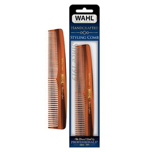 wahl beard, mustache, & hair styling comb for men’s grooming – handcrafted & hand cut with cellulose acetate – smooth, rounded tapered teeth – model 3328