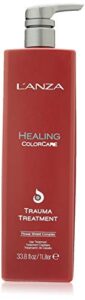 l’anza healing colorcare color preserving trauma hair treatment for dry damaged hair, eliminates frizz, and adds shine while styling, with uv and heat protection to prevent damage (33.8 fl oz)