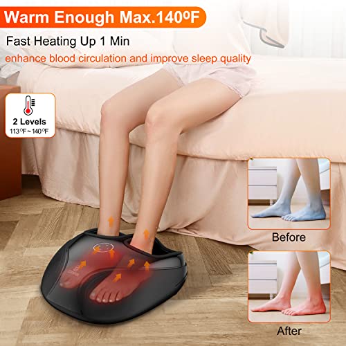 COMFIER Foot Massager Machine with Heat, Shiatsu, Keading Rolling Compression Feet Massager for Plantar Fasciitis, Neuropathy, Gifts for Women,Men Fits up to Men Size 13, Foot Warmer Massager,