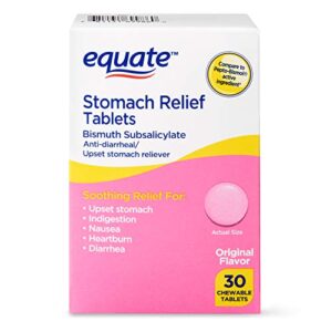 equate – stomach relief, pink bismuth subsalicylate, 30 chewable tablets (2)
