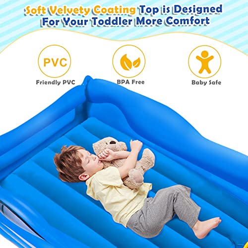 Jasonwell Inflatable Toddler Travel Bed - Portable Toddler Floor Bed for Kids Air Mattress with Sides Toddler Cot Sleeping Pad Camping Blow Up Mattress Baby Travel Crib Birthday Gifts for Boys Girls