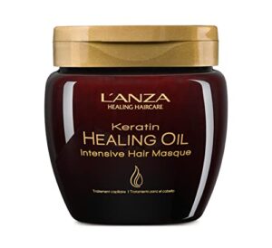 l’anza keratin healing oil intensive hair masque for damaged hair – nourishes, repairs, and boosts hair shine and strength for a silky look, paraben-free, gluten-free (7.1 fl oz)