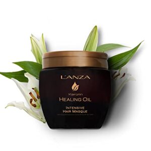 L'ANZA Keratin Healing Oil Intensive Hair Masque for Damaged Hair – Nourishes, Repairs, and Boosts Hair Shine and Strength for a Silky Look, Paraben-free, Gluten-free (7.1 Fl Oz)