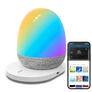 govee rgbic easter night light, sound machine, bluetooth speaker in one, 60+ music, game & sence modes, portable table lamp with charging base, white noise machine, sleep trainer for gentle wake up