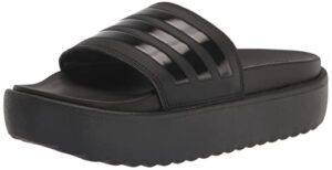 adidas women’s adilette platform slide sandal, black/black/black, 7