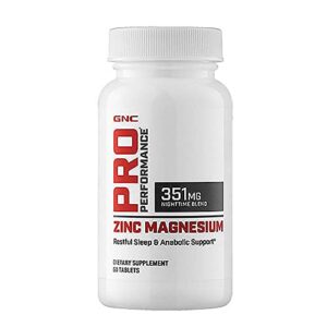 GNC Pro Performance Zinc Magnesium, 60 Tablets, Supports Restful Sleep and Anabolic Support