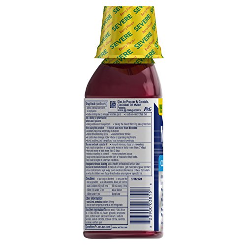 Vicks NyQuil Severe Cold & Flu Relief Berry Flavor Liquid 12 Fl Oz (Pack of 6)