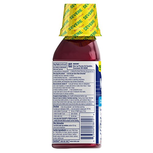 Vicks NyQuil Severe Cold & Flu Relief Berry Flavor Liquid 12 Fl Oz (Pack of 6)