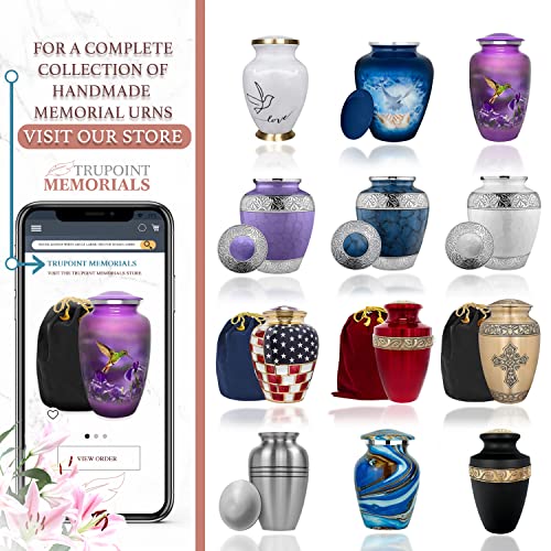 Trupoint Memorials Cremation Urns for Adult - Handcrafted Cremation Urn, Large Burial Urns for Ashes Adult Male - Urns for Human Ashes Adult Female, Funeral Decorative Urns - Up to 200 LBS