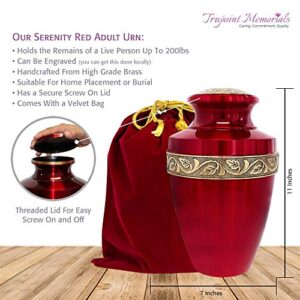 Trupoint Memorials Cremation Urns for Adult - Handcrafted Cremation Urn, Large Burial Urns for Ashes Adult Male - Urns for Human Ashes Adult Female, Funeral Decorative Urns - Up to 200 LBS