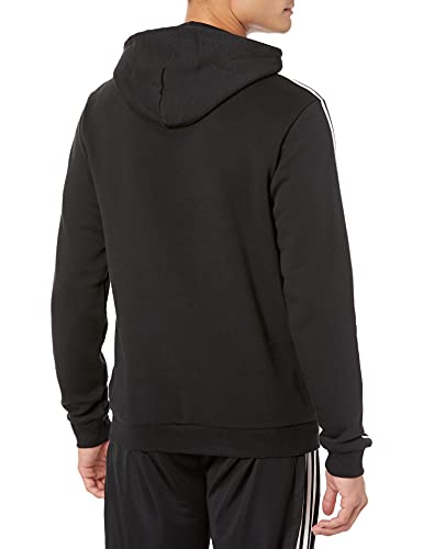 adidas Men's Standard 3-Stripes Fleece Hooded Sweatshirt, Black/White, Large