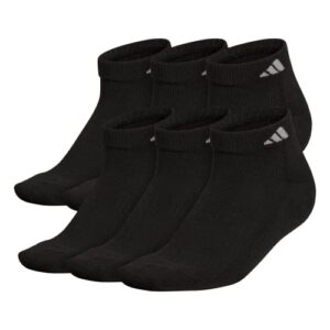 adidas women’s athletic cushioned low cut socks with arch compression (6-pair), black/aluminum 2, medium