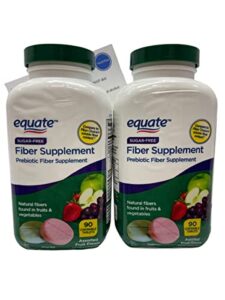 equate sugar free prebiotic fiber supplement chewable tablets bundle: (2) 90 ct bottles & thisnthat tip card