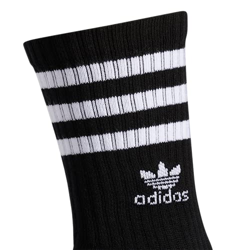 adidas Originals Men's Roller Crew Socks (3-Pair), Black/White/Heather Grey, Large