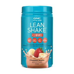 gnc total lean lean shake + slimvance – strawberry banana, 20 servings, weight loss protein powder with 200mg of caffeine