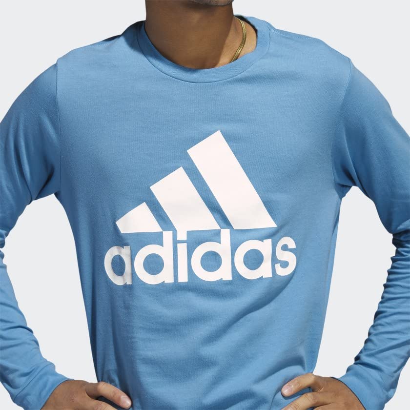 adidas Amplifier Long Sleeve Badge of Sport Tee Men's, Blue, Size M