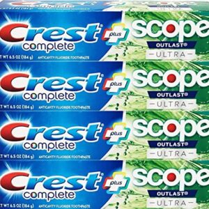 Crest Complete Whitening Plus Scope Outlast Ultra Toothpaste 6.5 oz (184g) - Pack of 4