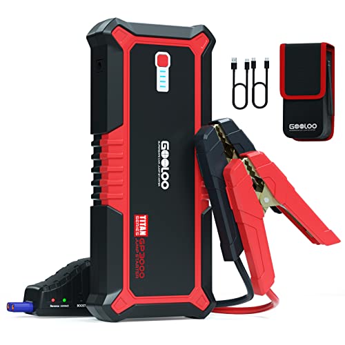 GOOLOO GP3000 Jump Starter, 3000A Portable Car Jump Starter for up to 10.0L Gas Engines & 8.0L Diesel, 12V SuperSafe Lithium Jump Box Battery Booster Pack, Auto Jump Starter with USB Quick Charge