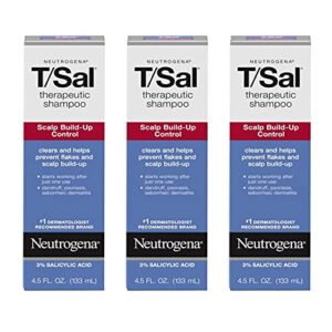 neutrogena t/sal therapeutic scalp shampoo for scalp build-up control with 3% salicylic acid, scalp treatment for dandruff, scalp psoriasis & seborrheic dermatitis relief, 6 x 4.5 fl. oz