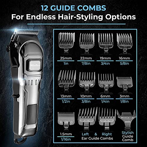 Mueller Hair Clippers Kit Cordless, Dual Voltage Beard Trimmer for Men with Rechargeable Battery & Digital Display, 3h of Running Time