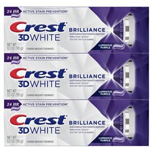 crest 3d white brilliance teeth whitening toothpaste, luminous purple, 3.5 oz, pack of 3