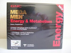 gnc mega men energy & metabolism program 30 packs – new formula