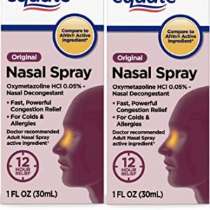 Equate - Original Nasal Spray - Oxymetazoline Hydrochloride 0.05% ( Compare to Afrin) - Nasal Decongestant - 1 oz (Pack of 2)