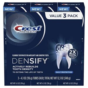 crest pro-health densify toothpaste daily protection with fluoride for anticavity and sensitive teeth, 4.1oz (pack of 3)