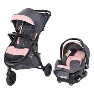 baby trend tango 3 all-terrain stroller travel system with ally 35 infant car seat, ultra pink
