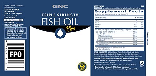 GNC Triple Strength Fish Oil Plus Krill Oil | Includes Krill Oil for Superior Omega-3 Absorption, Supports Heart, Brain, Skin, Eye, and Joint Health | 60 Softgels