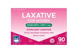 rite aid women’s stimulant laxative tablets, bisacodyl usp, 5 mg – 90 count | constipation relief | coated for easy swallowing | laxatives for constipation for women | women health | stool softener