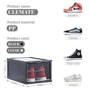Clemate Shoe Storage Box,Set of 8,Shoe Box Clear Plastic Stackable,Drop Front Shoe Box with Lids,Shoe Organizer and Shoe Containers For Men/Women,Easy Assembly,Fit up to US Size12