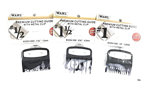 Wahl Professional Premium Cutting Guide With Metal Secure Clip: #1/2", 1", 1 1/2". Combo set #3354-1000, 1100, 1300 Fits All Wahl Clippers/Trimmers
