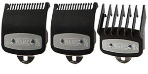 wahl professional premium cutting guide with metal secure clip: #1/2″, 1″, 1 1/2″. combo set #3354-1000, 1100, 1300 fits all wahl clippers/trimmers