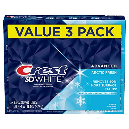 Crest 3D White Arctic Fresh Teeth Whitening Toothpaste, 3.8 oz, Pack of 3