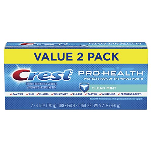 Crest Pro-Health Clean Mint Toothpaste, 4.6oz, Twin Pack (Packaging May Vary)