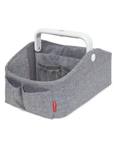 skip hop diaper caddy organizer with touch sensor night light, nursery style, heather grey