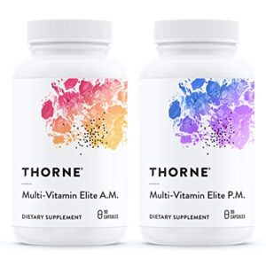thorne multi-vitamin elite – daily nutritional supplement – am formula supports cellular energy production and pm formula supports restful sleep – gluten-free, dairy-free – 180 capsules – 30 servings
