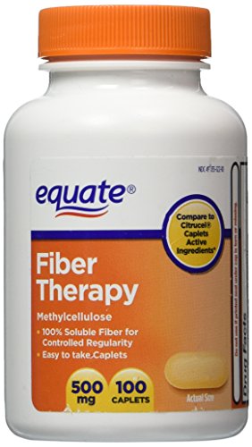 Equate Fiber Therapy For Regularity Fiber Supplement Caplets, 500mg, 100-Count Bottle