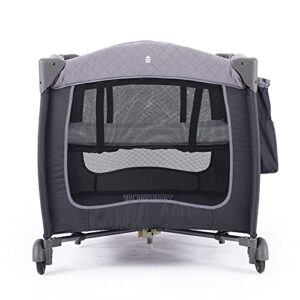 Pamo Babe Portable Baby Nursery Center Baby Playard, Foldable Baby Crib with Changing Table & Wheels(Grey)