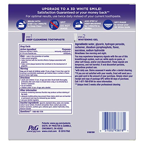 Crest 3D White Brilliance 2 Step Kit, Deep Clean Toothpaste (4oz) + Teeth Whitening Gel (2.3oz)