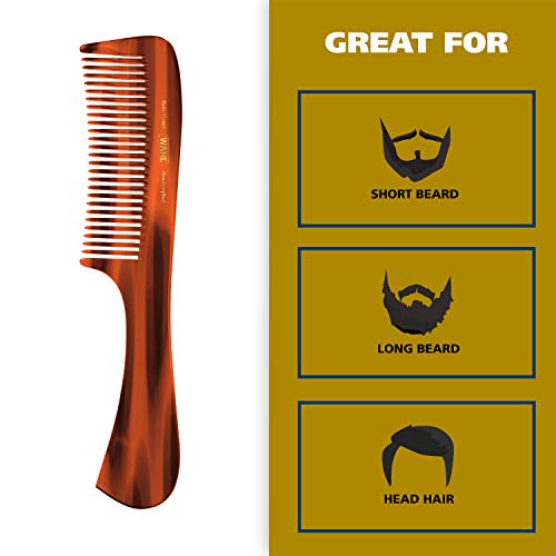 Wahl Beard, Mustache, & Hair Rake Comb for Men's Grooming - Handcrafted & Hand Cut with Cellulose Acetate - Smooth, Rounded Tapered Teeth - Model 3325