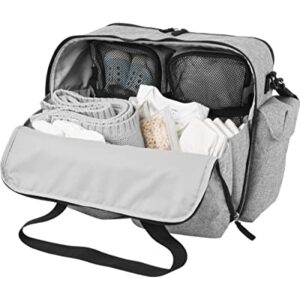 Skip Hop Diaper Bag: Iconic Duo Weekender, Extra Large Capacity with Changing Pad & Stroller Attachment, Grey Melange