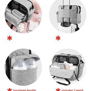 Skip Hop Diaper Bag: Iconic Duo Weekender, Extra Large Capacity with Changing Pad & Stroller Attachment, Grey Melange