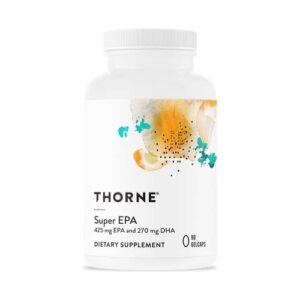 thorne super epa – omega-3 fatty acids epa 425mg and dha 270mg supplement – support brain, cardiovascular, joints, and skin – gluten-free, dairy-free, soy-free – 90 gelcaps